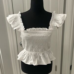 NWT fitted peplum summer top in white Size XS